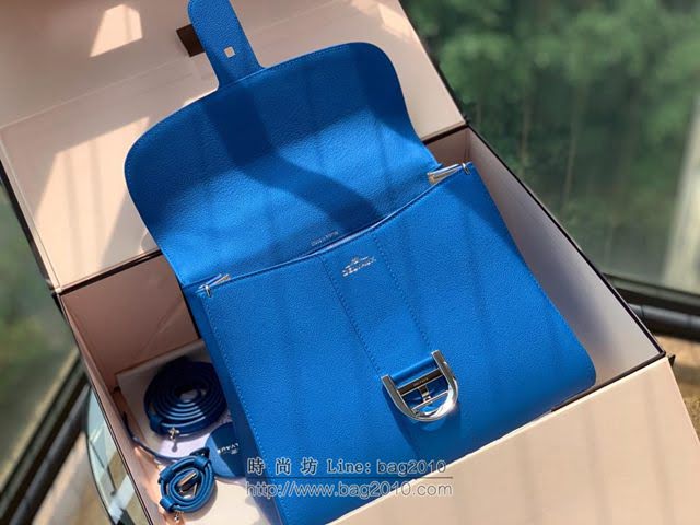 DELVAUX女包 春夏新款 Brillant系列手袋 進口牛皮 德爾沃女手提包 Dv0028 螢光藍 Delvaux單肩斜挎包  fcs1352
